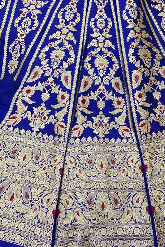Royal Blue Banarasi Silk Lehenga Set - Luxurion World