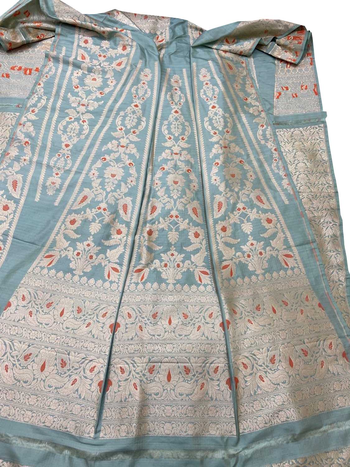 Elegant Grey Banarasi Silk Lehenga Set - Luxurion World