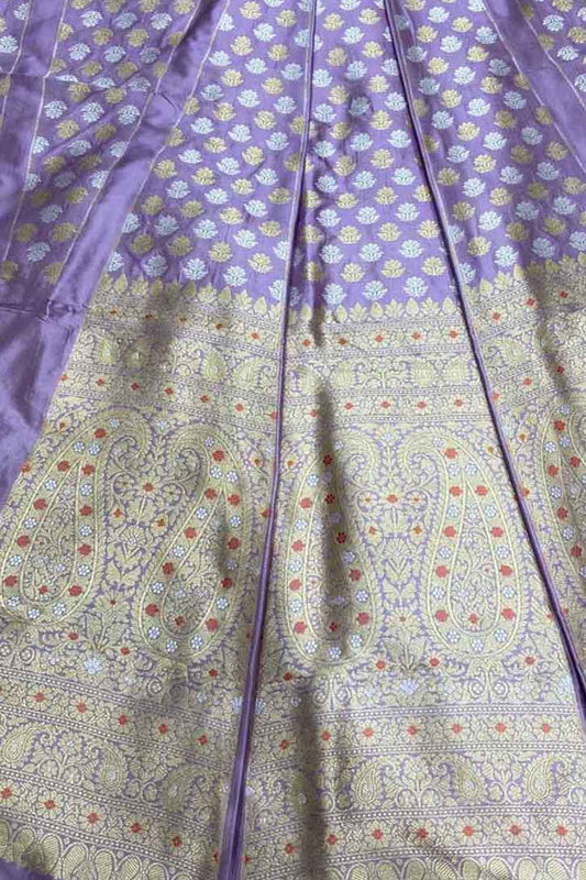 Elegant Purple Banarasi Silk Lehenga Set