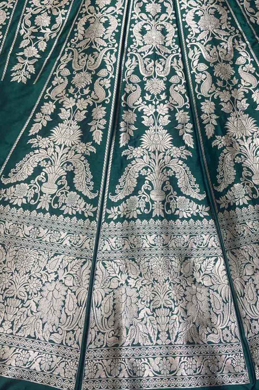 Green Banarasi Pure Katan Silk Lehenga Set - Luxurion World