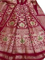 Exquisite Red Banarasi Silk Lehenga Set - Luxurion World