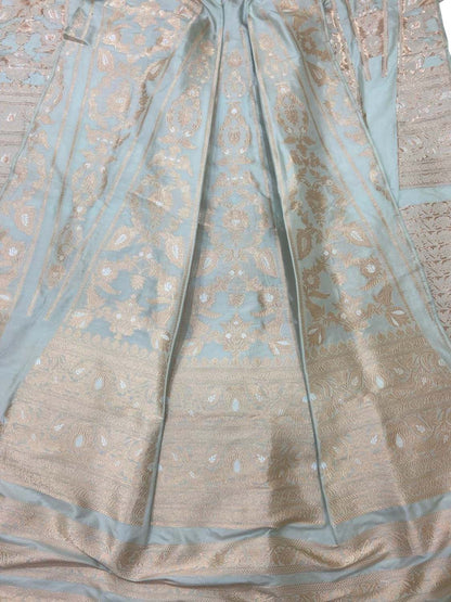 Elegant Grey Banarasi Silk Lehenga Set - Luxurion World