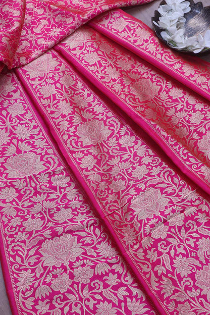 Exquisite Pink Banarasi Pure Katan Silk Unstitched Lehenga Set - Luxurion World