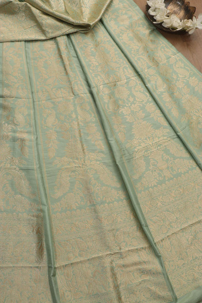 Pastel Banarasi Pure Katan Silk Unstitched Lehenga Set - Luxurion World