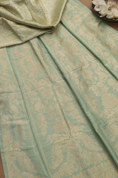 Pastel Banarasi Pure Katan Silk Unstitched Lehenga Set - Luxurion World