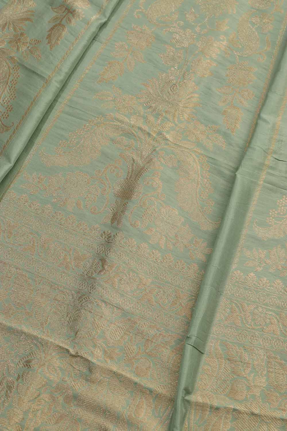 Pastel Banarasi Pure Katan Silk Unstitched Lehenga Set - Luxurion World