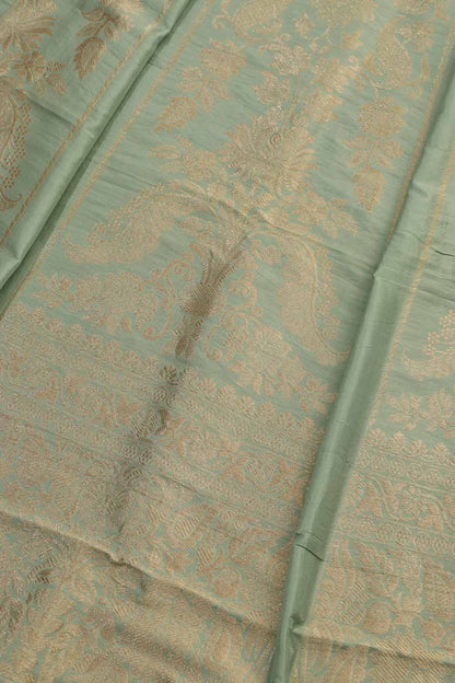 Pastel Banarasi Pure Katan Silk Unstitched Lehenga Set - Luxurion World