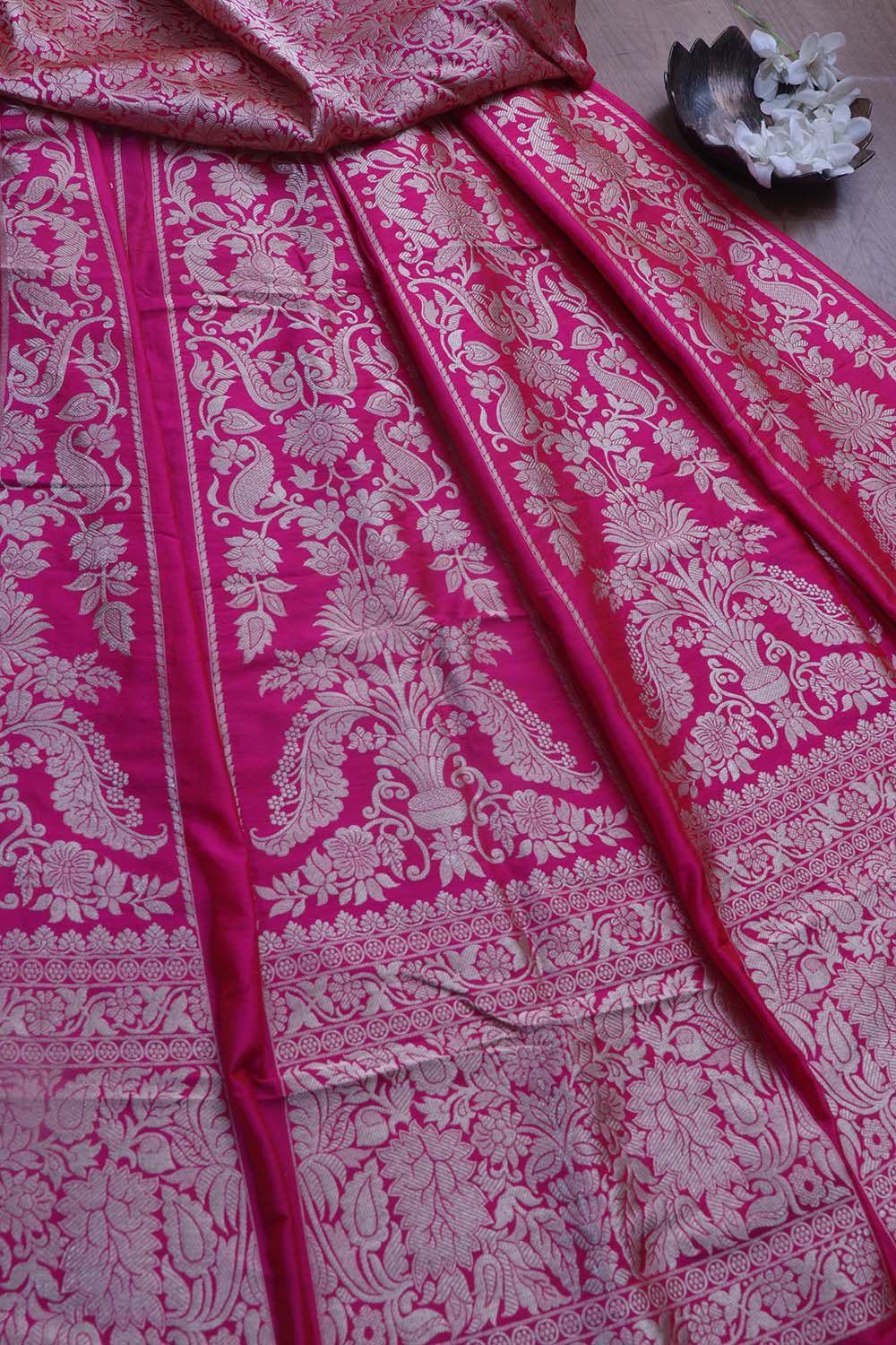 Exquisite Pink Banarasi Pure Katan Silk Unstitched Lehenga Set - Luxurion World