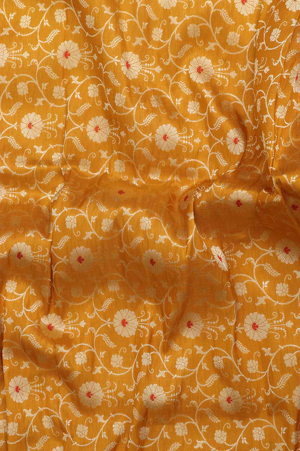 Yellow Banarasi Pure Katan Silk Unstitched Lehenga - Luxurion World