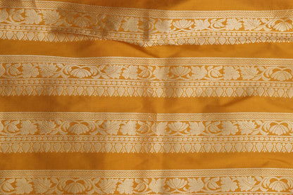 Yellow Banarasi Pure Katan Silk Unstitched Lehenga - Luxurion World