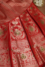 Exquisite Red Banarasi Pure Katan Silk Unstitched Lehenga - Luxurion World
