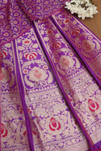 Elegant Purple Banarasi Pure Katan Silk Unstitched Lehenga - Luxurion World