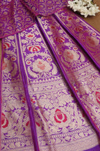 Elegant Purple Banarasi Pure Katan Silk Unstitched Lehenga - Luxurion World