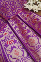 Elegant Purple Banarasi Pure Katan Silk Unstitched Lehenga - Luxurion World