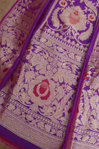 Elegant Purple Banarasi Pure Katan Silk Unstitched Lehenga - Luxurion World