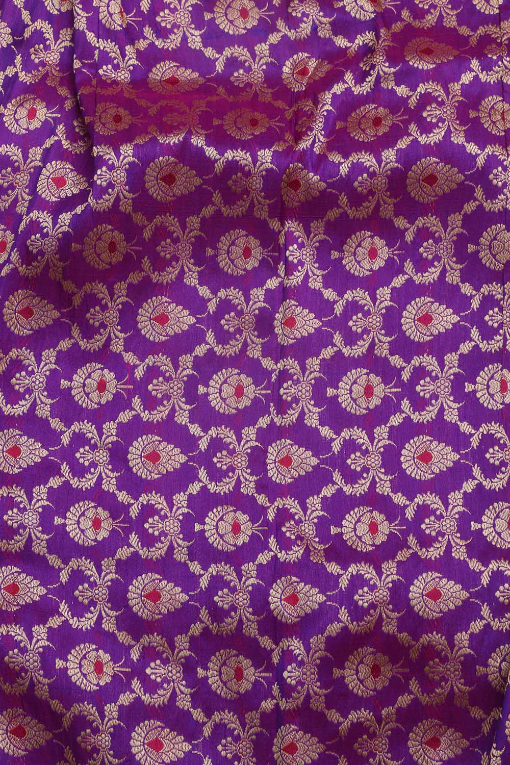 Elegant Purple Banarasi Pure Katan Silk Unstitched Lehenga - Luxurion World