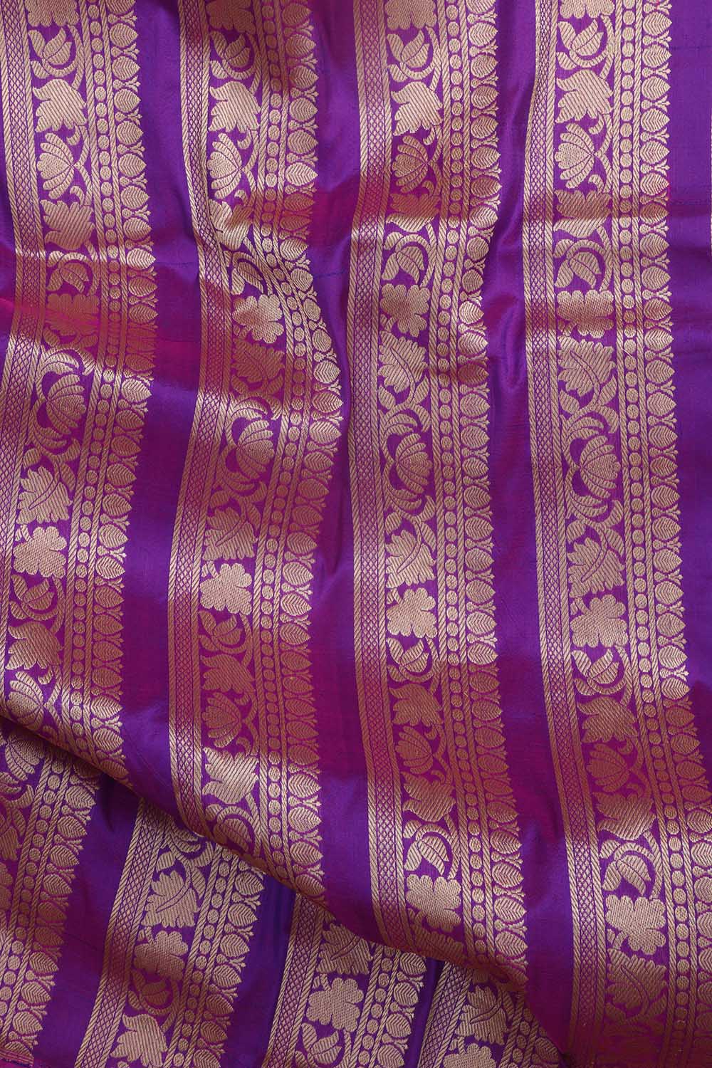 Elegant Purple Banarasi Pure Katan Silk Unstitched Lehenga - Luxurion World