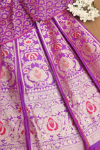 Elegant Purple Banarasi Pure Katan Silk Unstitched Lehenga - Luxurion World