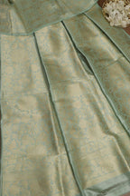 Green Banarasi Pure Katan Silk Unstitched Lehenga - Luxurion World