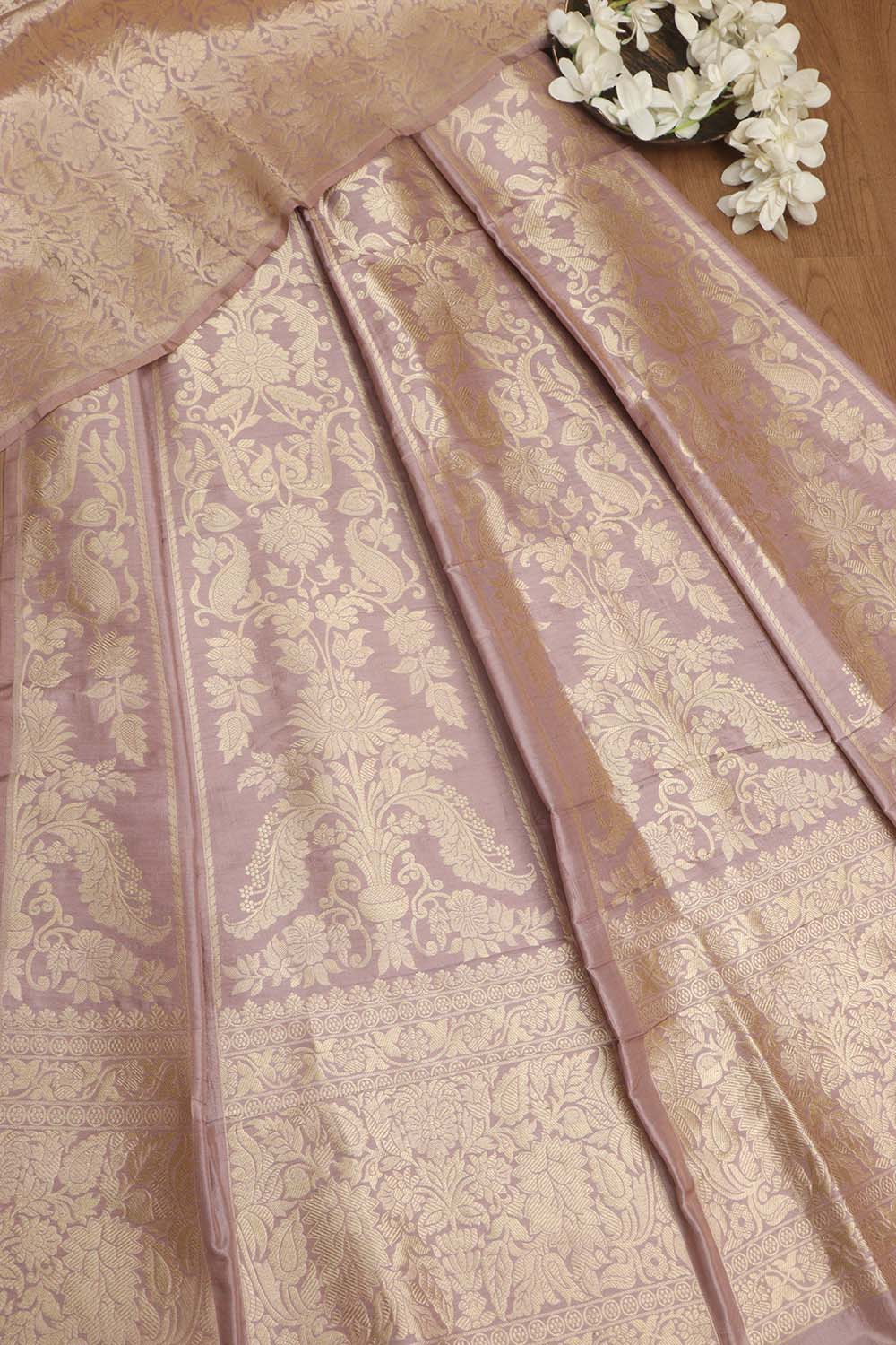 Elegant Purple Banarasi Pure Katan Silk Unstitched Lehenga - Luxurion World