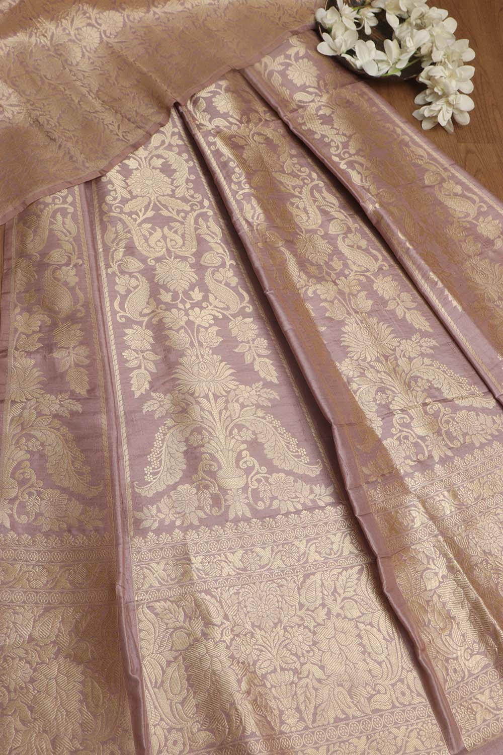 Elegant Purple Banarasi Pure Katan Silk Unstitched Lehenga - Luxurion World