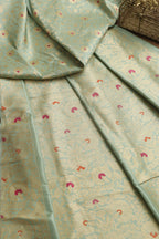 Green Banarasi Pure Katan Silk Unstitched Lehenga - Luxurion World