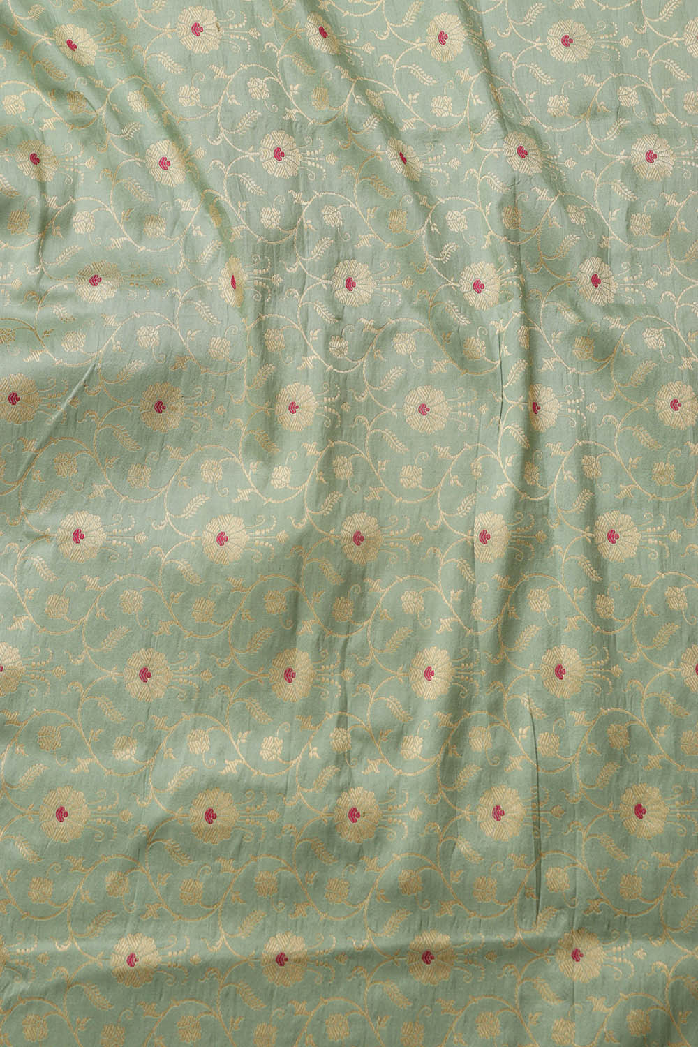 Green Banarasi Pure Katan Silk Unstitched Lehenga - Luxurion World
