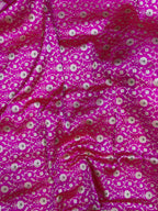 Pink Banarasi Pure Katan Silk Unstitched Lehenga Flower Design Meenakari Set - Luxurion World