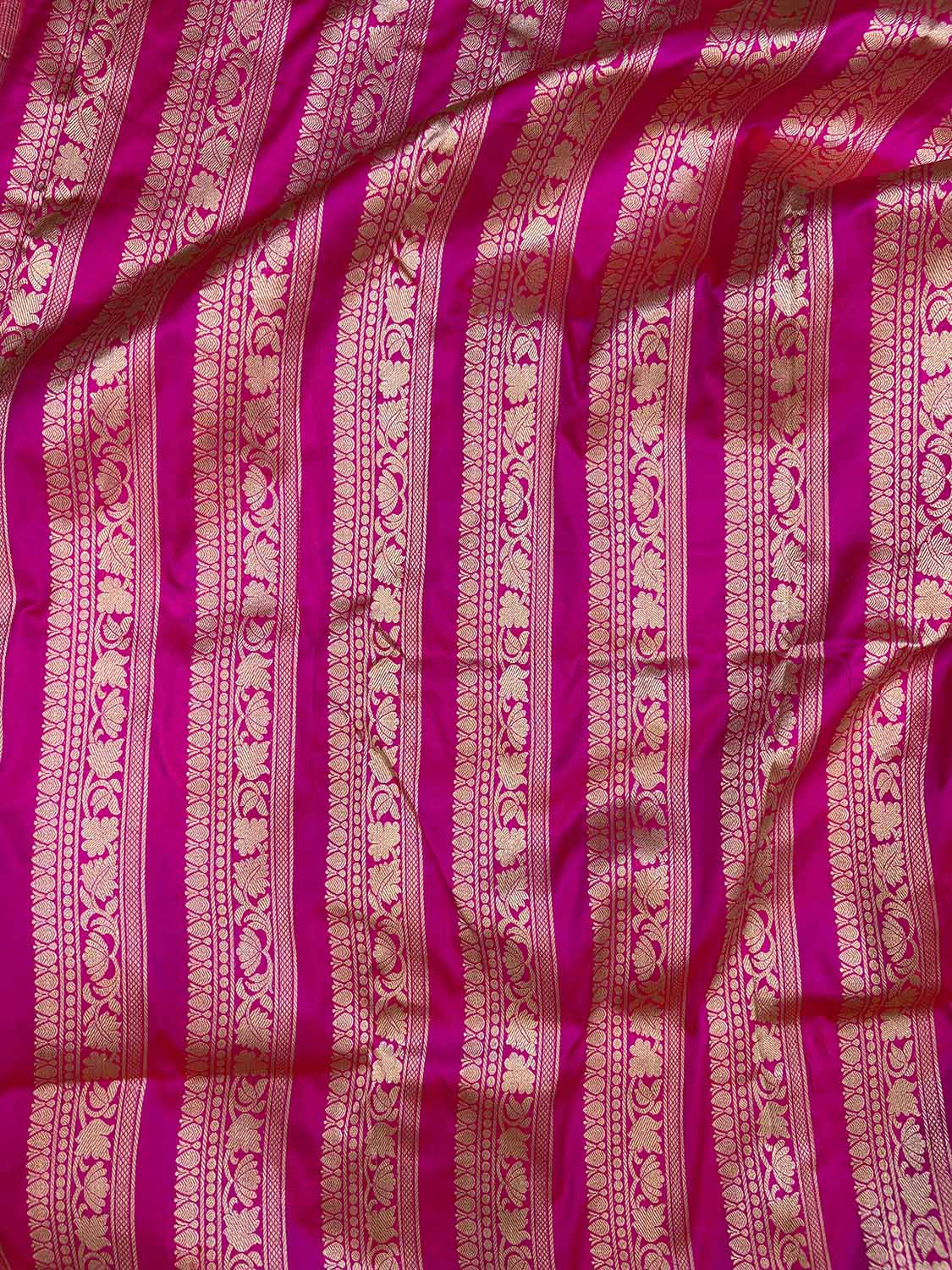 Pink Banarasi Pure Katan Silk Unstitched Lehenga Flower Design Meenakari Set - Luxurion World