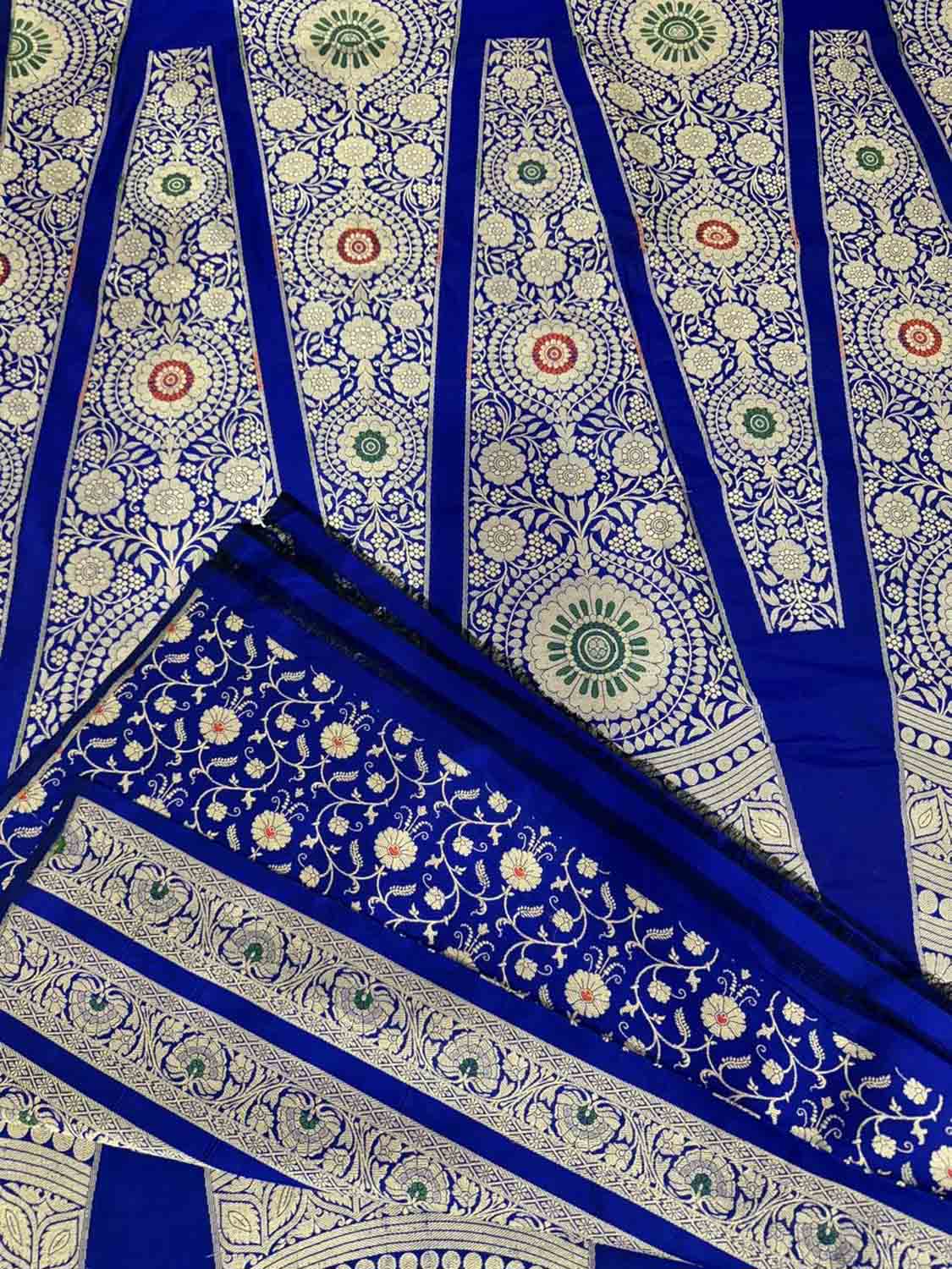 Exquisite Blue Banarasi Handloom Pure Katan Silk Meenakari Lehenga Set - Luxurion World