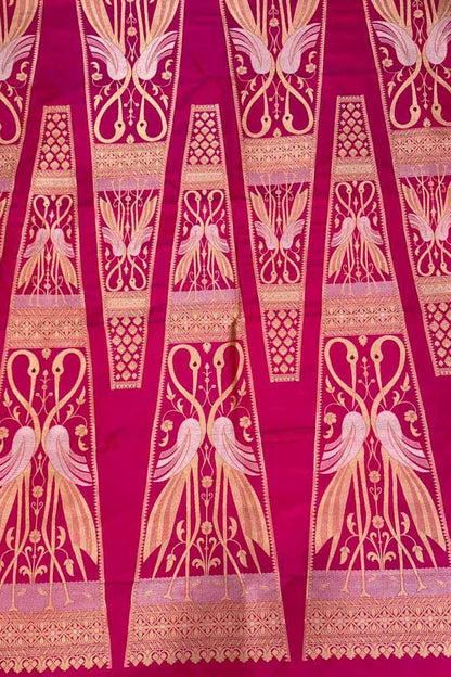 Beautiful Pink Banarasi Handloom Pure Katan Silk Meenakari Lehenga Set - Luxurion World