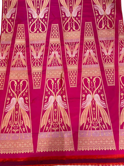 Beautiful Pink Banarasi Handloom Pure Katan Silk Meenakari Lehenga Set - Luxurion World