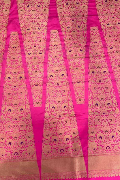 Beautiful Pink Banarasi Handloom Pure Katan Silk Meenakari Lehenga Set - Luxurion World