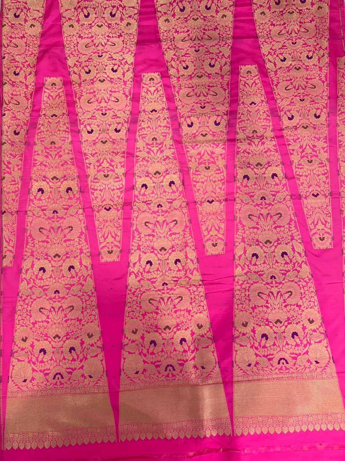 Beautiful Pink Banarasi Handloom Pure Katan Silk Meenakari Lehenga Set - Luxurion World