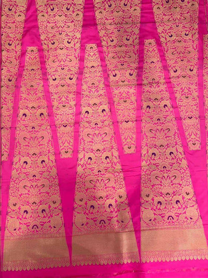 Beautiful Pink Banarasi Handloom Pure Katan Silk Meenakari Lehenga Set - Luxurion World