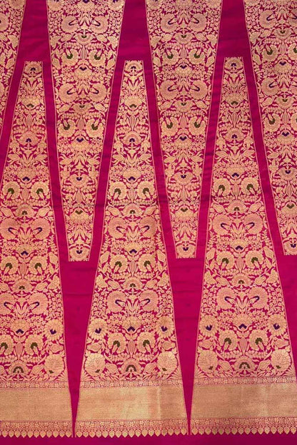 Beautiful Pink Banarasi Handloom Pure Katan Silk Meenakari Lehenga Set - Luxurion World