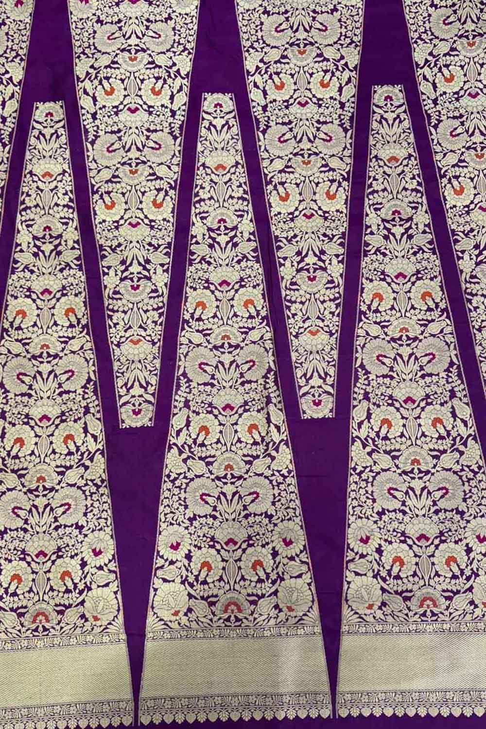 Purple Banarasi Handloom Pure Katan Silk Meenakari Lehenga Set - Luxurion World