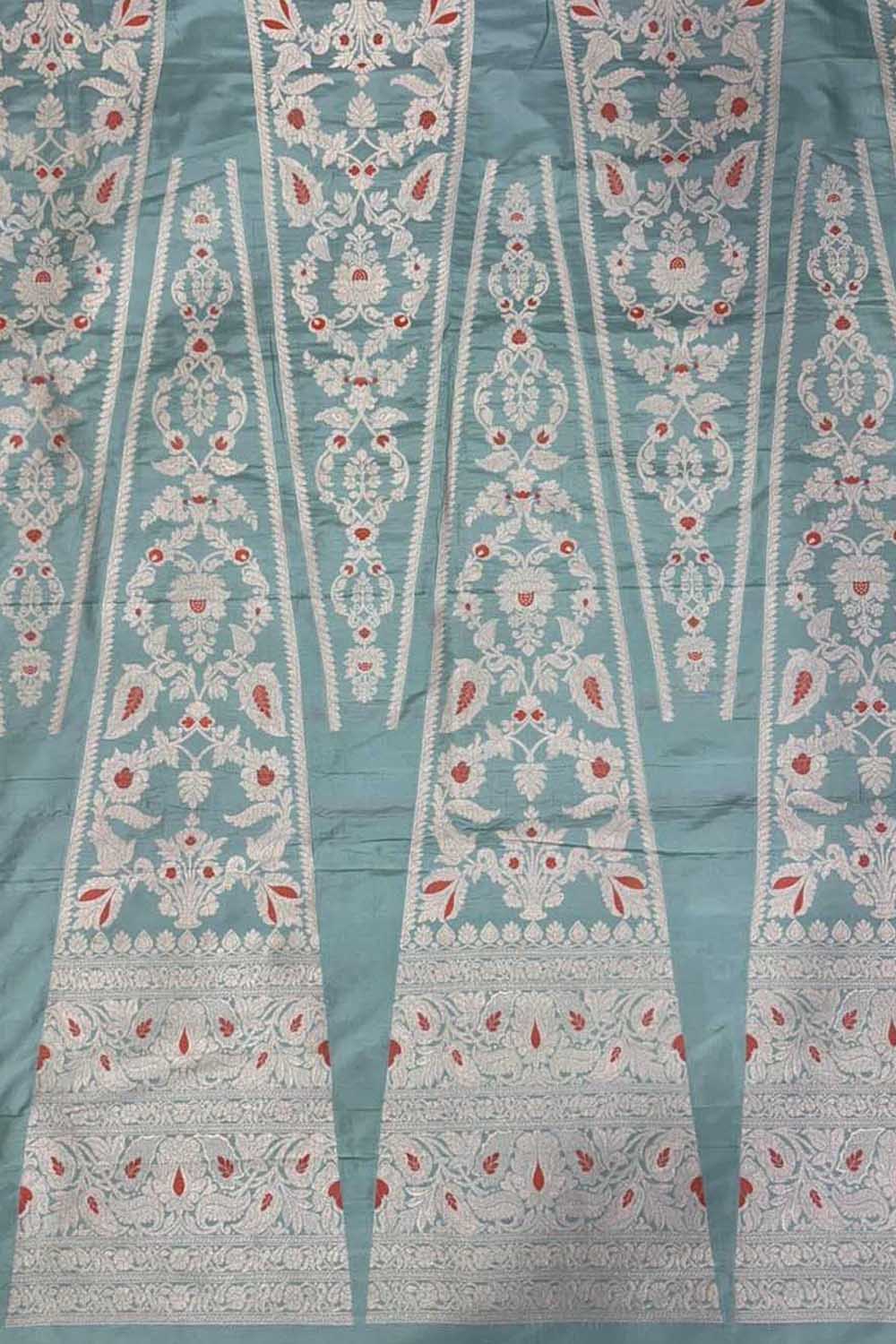 Blue Banarasi Handloom Pure Katan Silk Meenakari Lehenga Set - Luxurion World