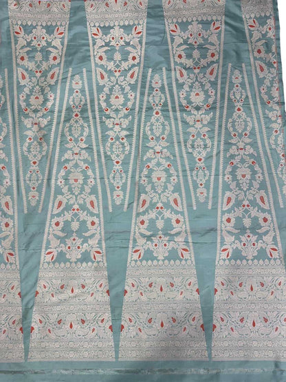 Blue Banarasi Handloom Pure Katan Silk Meenakari Lehenga Set - Luxurion World