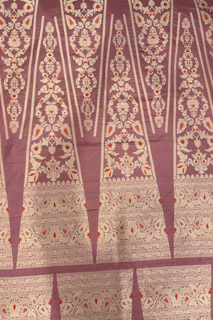 Beautiful Pink Banarasi Handloom Pure Katan Silk Meenakari Lehenga Set - Luxurion World