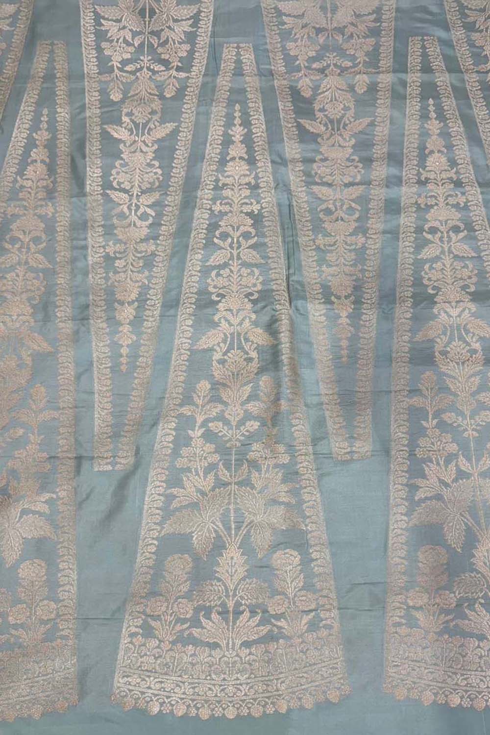 Grey Banarasi Handloom Pure Katan Silk Lehenga Set - Luxurion World