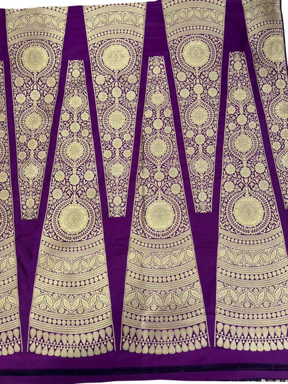 Purple Banarasi Handloom Pure Katan Silk Lehenga Set - Luxurion World