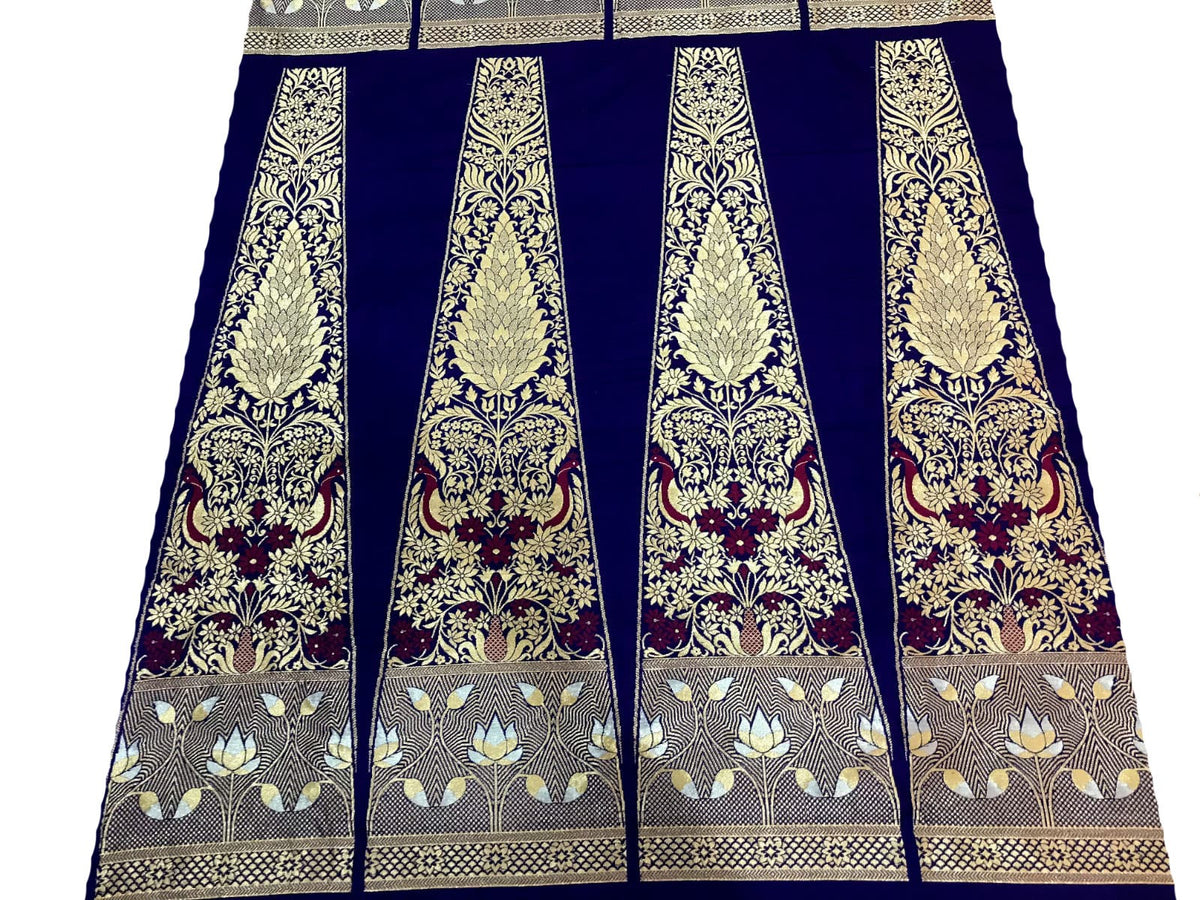 PL1B1VN226092601 Blue Handloom Banarasi Pure Katan Silk Unstitched Lehenga Set