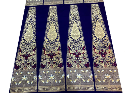 PL1B1VN226092601 Blue Handloom Banarasi Pure Katan Silk Unstitched Lehenga Set