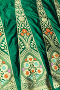 PL1B1VN226092602 Green Handloom Banarasi Pure Katan Silk Unstitched Lehenga Set