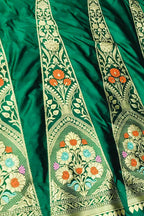 PL1B1VN226092602 Green Handloom Banarasi Pure Katan Silk Unstitched Lehenga Set