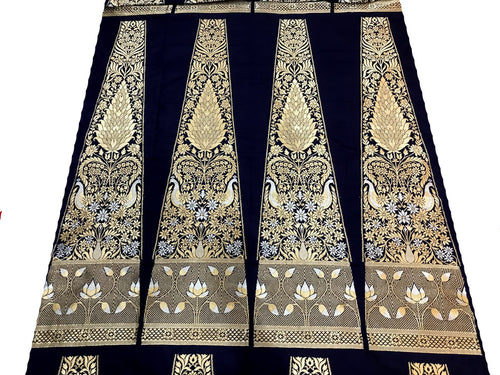 PL1B1VN226092603 Black Handloom Banarasi Pure Katan Silk Unstitched Lehenga Set