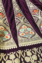 Maroon Banarasi Pure Katan Silk Unstitched Lehenga Set — Handloom Weave, Bridal