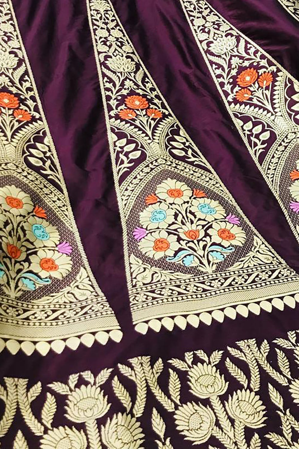 Maroon Banarasi Pure Katan Silk Unstitched Lehenga Set — Handloom Weave, Bridal