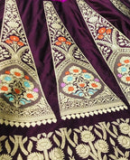 Maroon Banarasi Pure Katan Silk Unstitched Lehenga Set — Handloom Weave, Bridal